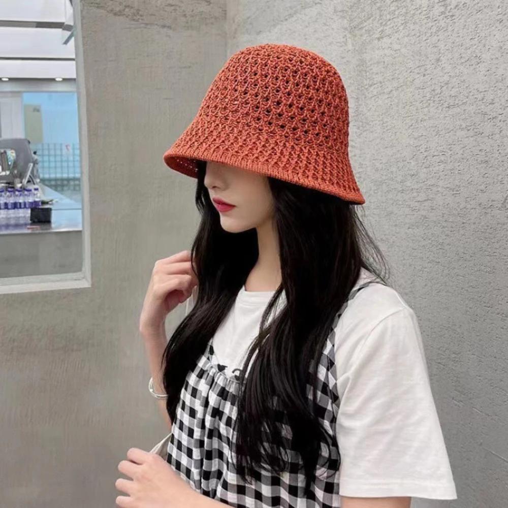 Hat Sunscreen Sweet Summer Vacation Casual Holiday Women's Girls Foldable Handmade Fisherman Straw Hat  Bucket Beach Hat