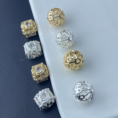 Handmade High Color Retention Hollow Spacer Beads with Large Zirconia Particles for DIY Jewelry and Fashion Accessories.