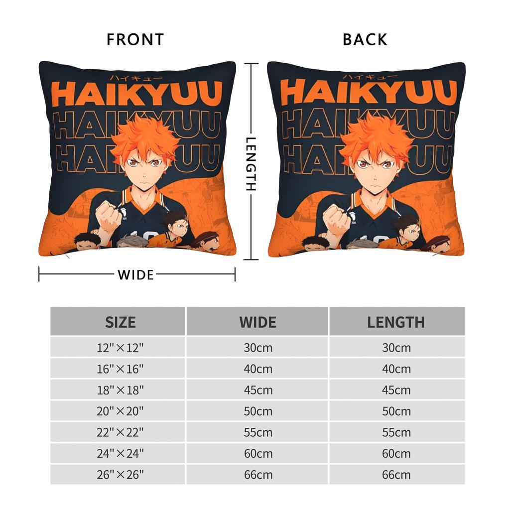 Haikyuu Quadratische Kissenhülle Anime Kissenbezüge Mode Reißverschluss Dekor Kissenbezug für Sofa 4040cm
