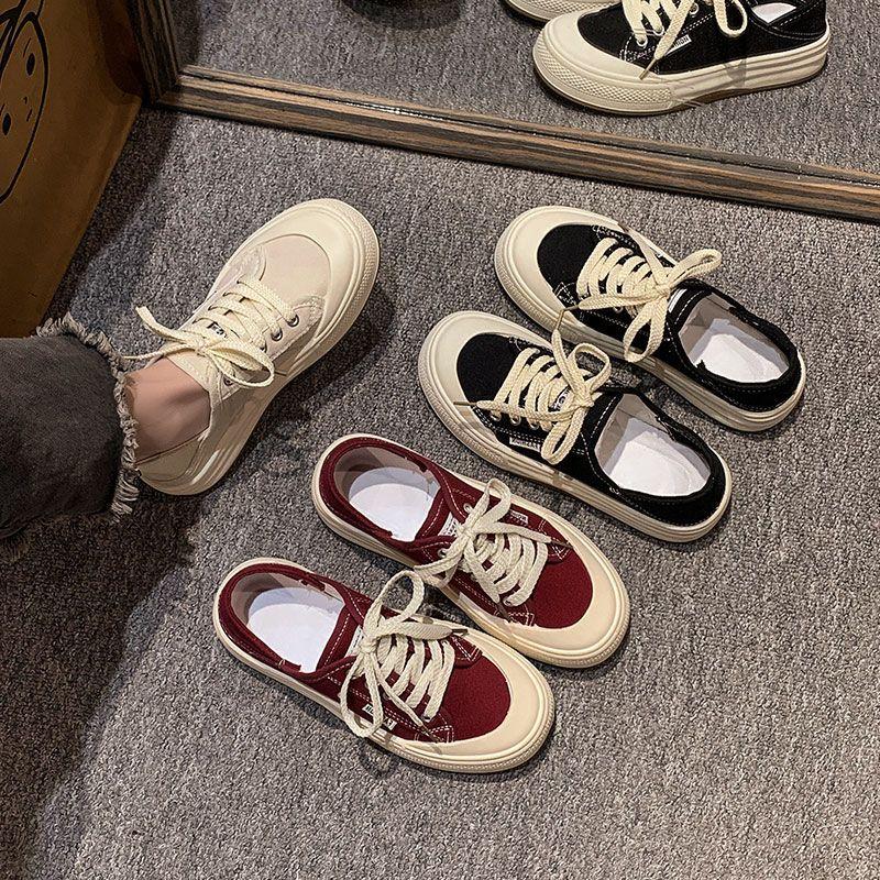 Woman Footwear High On Platform Round Toe Spring Autumn Canvas Shoes for Women Stylish Casual New Arrival 2025 Cheap Aesthetic
