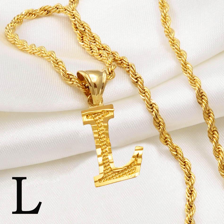Anniyo AZ Letters Kettingen Dames Heren Verguld Initial Hanger Touwketting Engelse Letter Sieraden Alfabet Afrikaans #058002B