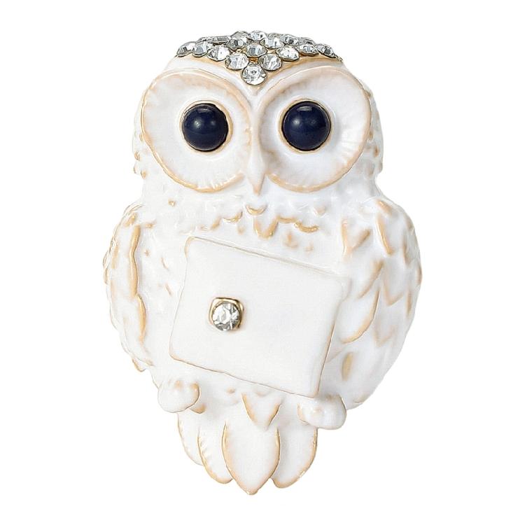 

Creative Enamel Mail Owl Pin Brooch Zinc Alloy Chest Accessory Two Color Option For Clothing Bags Hat Decoration белый