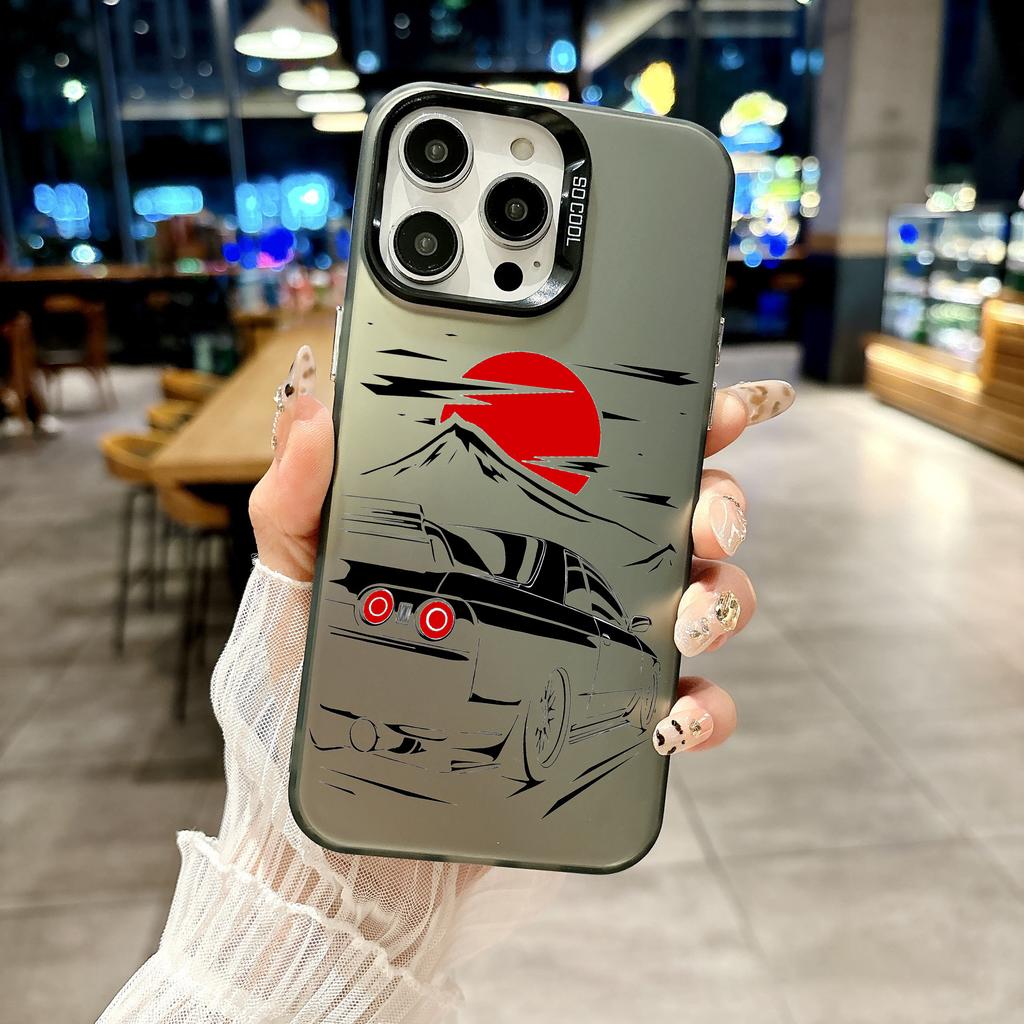 Color Phone Case For iPhone 17 16E 16 11 15 14 Pro MAX 12 13 MINI 7 8 Plus XR SE Silver Plated IMD Cover Japan JDM Sports Car