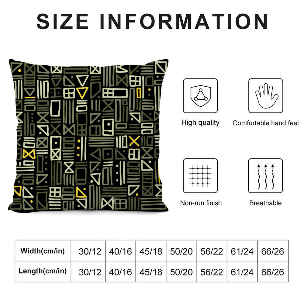African Tribal Pattern Cushion Cover Pillowcase Comfort Sofa Bed Silky Elegant Invisible Zipper Decorative Cushion Cover