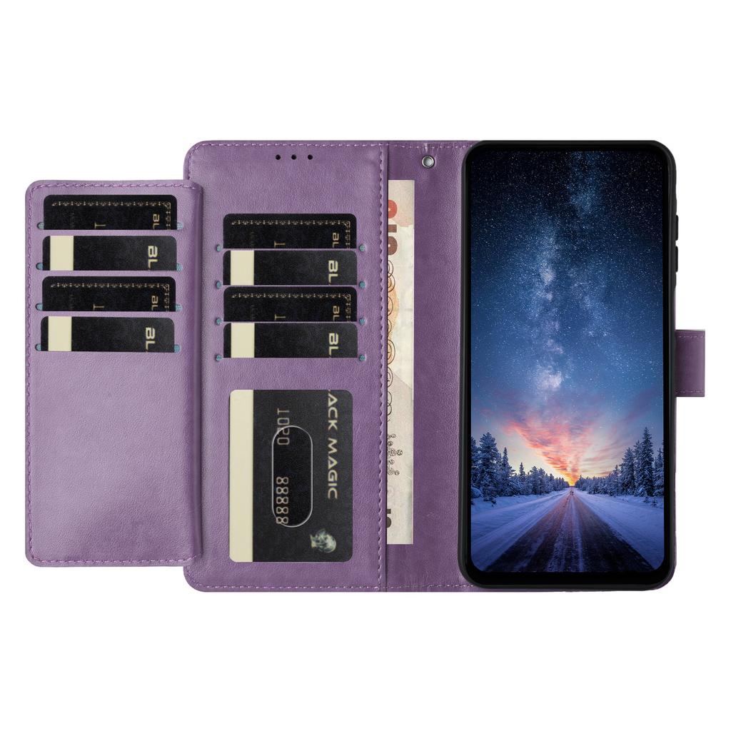 For iPhone 17 Pro Wallet Phone Case Stand PU Leather Folio Flip Cover with 8 Card Slot