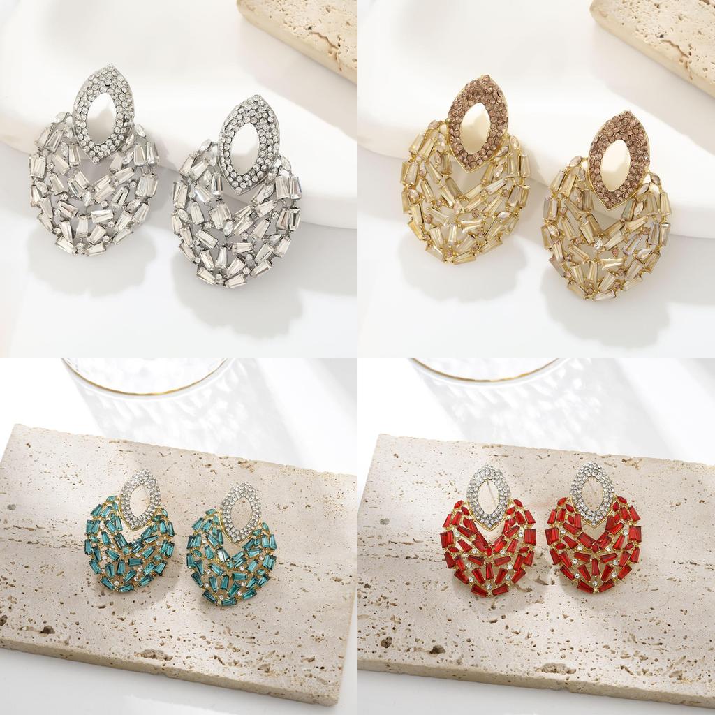 Geometric Alloy Dangle Earrings With Gold Ear Pins For Fashion Women