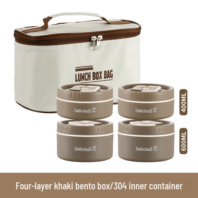 304 Edelstahl Isolierte Runde Bento Box - Tragbare & Abnehmbare Lunchbox
