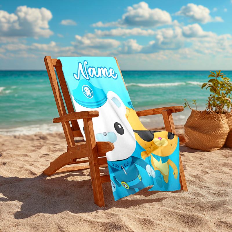 Personalized customized proof beach towel with Octonauts pattern - soft, absorbent,quick-drying,perfect swimming,camping&bathing