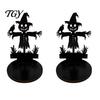 Unique Housewarming Gift Halloween Wooden Shadow Candle Holder, Scarecrow Bat Black Cat Ghost Silhouette Durable Garden Patio Decor Candlestick,