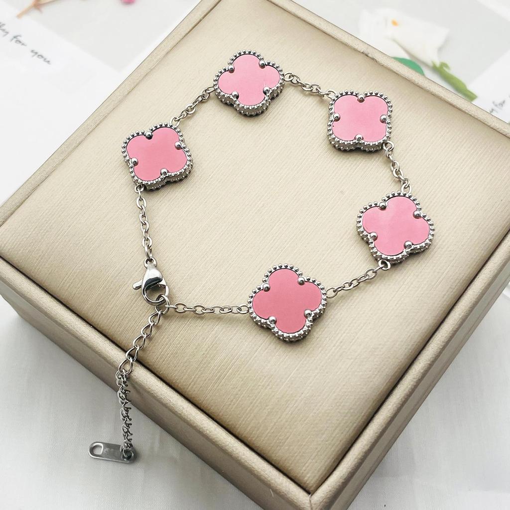 Vierblättriges Kleeblatt Armband Doppelseitige Muschel Halskette Damen Nicht verblassendes Exquisites Armband für Freundin Muttertagsgeschenk
