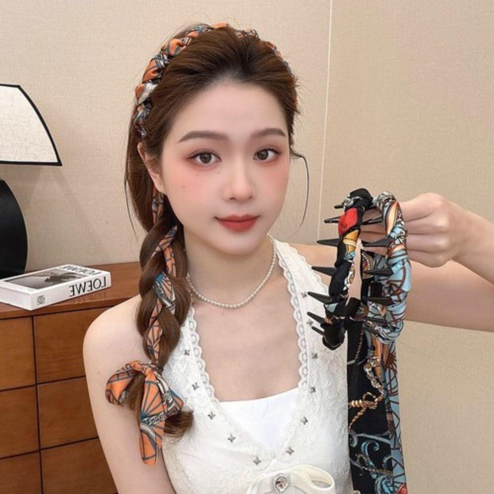 Retro Non Slip Hair Band Adjustable Fabric Ribbon Hair Hoop New Bow Braided Headbands