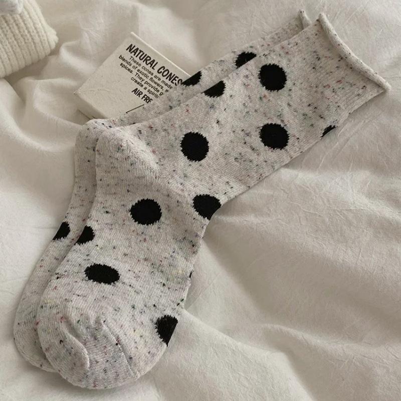 Women's Autumn and Winter Thickened Velvet Warm Point Yarn Polka Dot Wool Tube Socks