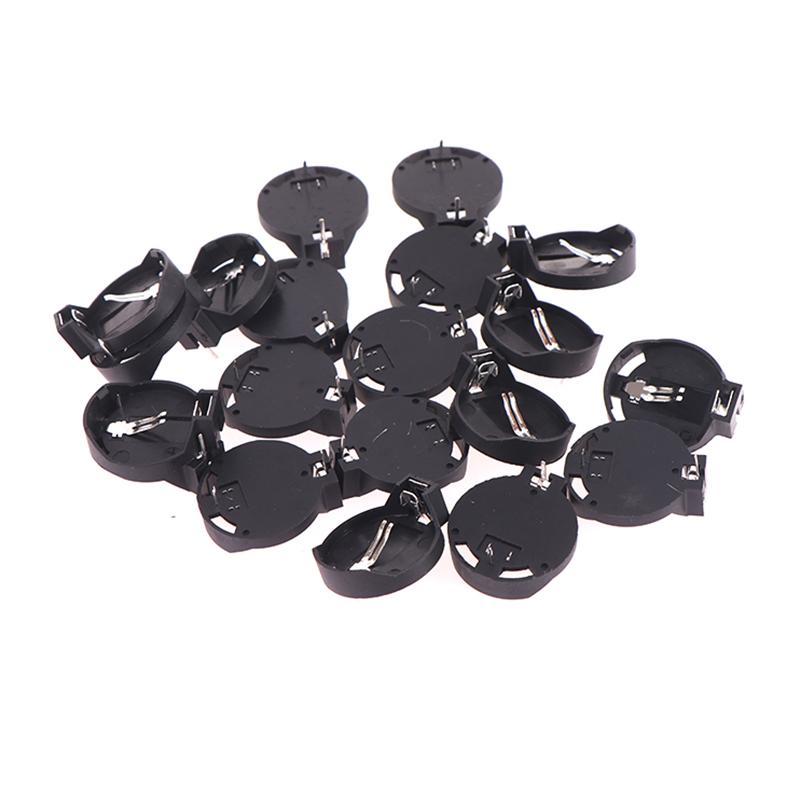 20Pcs Cr2032 Battery Holder Coin Cell Holder Box Case Socket Cr2032 With 2 Pins 3V Black Mounting Lead Need Solder