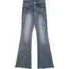 Plus Size Butterfly Embroidery Flare Jeans - Women's Summer Streetwear Slimming Wide-Leg Pants