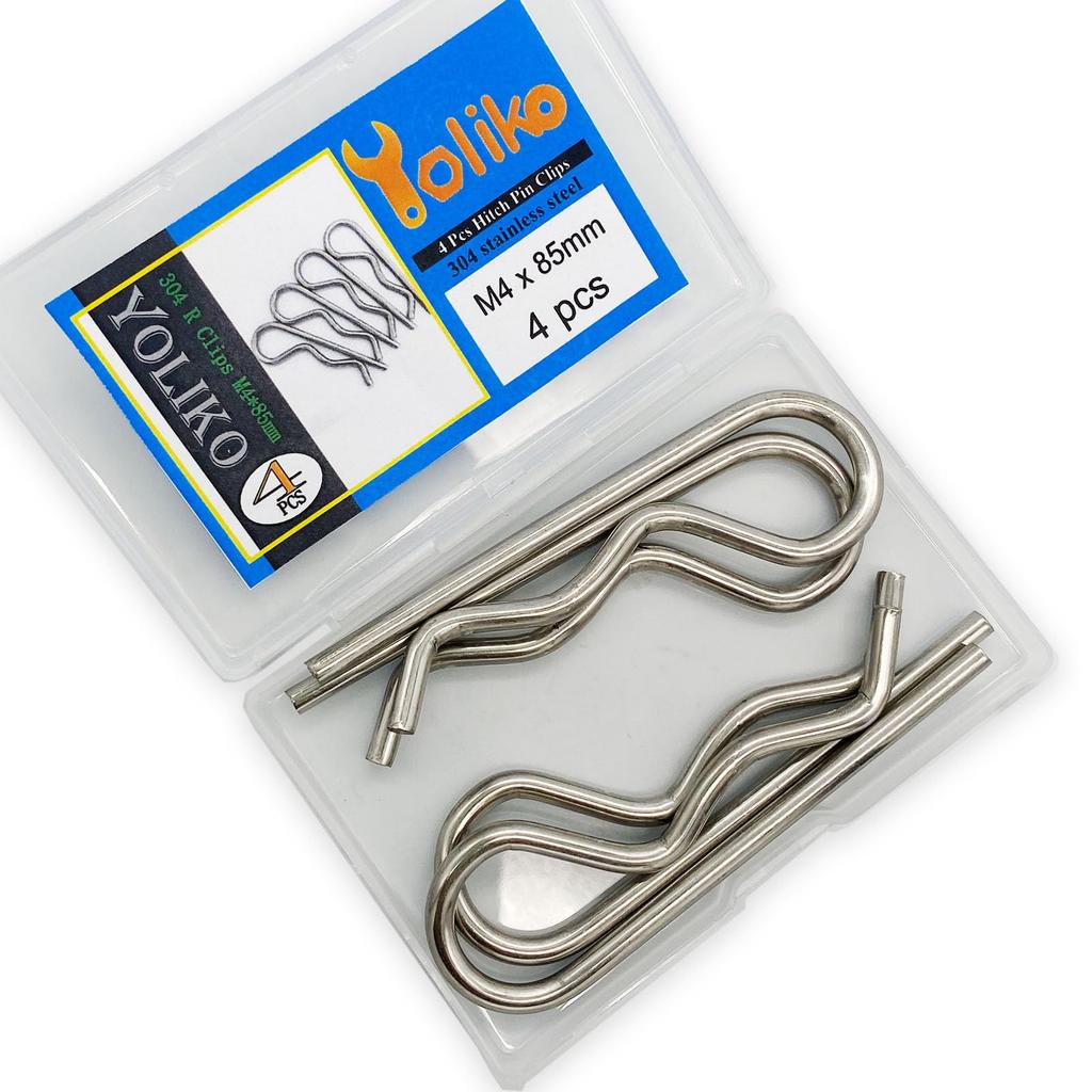 Yoliko 4pcs Heavy Duty Stainless Steel Cotter Pin R Clip Large Spring Retaining Wire