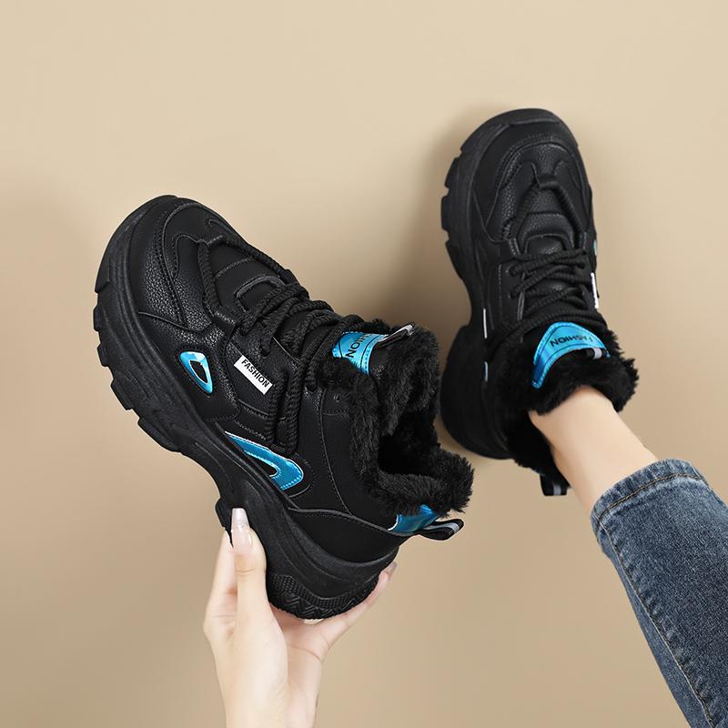 TUINANLE Teplé zimní tenisky dámské kožešinové bavlněné boty ležérní sportovní skateboardové trenéry plyšové pohodlné sněhule