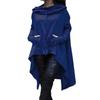 Felpa con cappuccio da donna in misto cotone tinta unita con orlo asimmetrico con coulisse Cappotto poncho allentato per felpa con cappuccio da donna