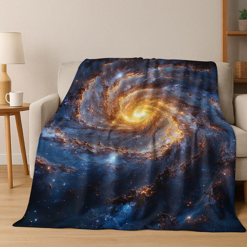Dreamy Galaxy Universe Space Stars Black Hole Earth Flannel Blanket,Cozy Soft Throw Blanket for Home Bedroom Bed Sofa Cover Gift