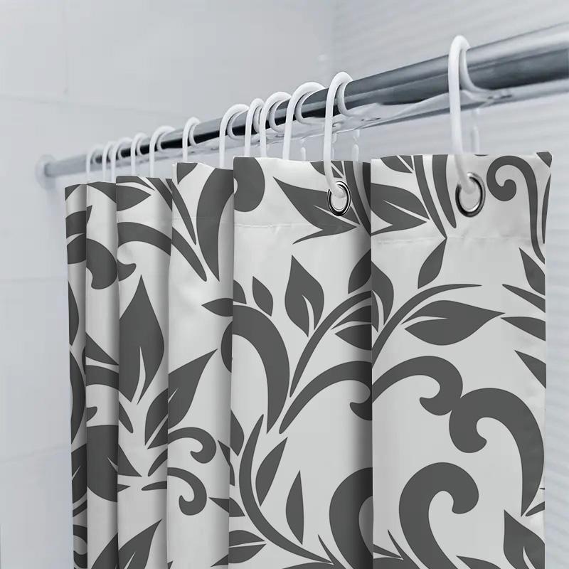 Classic Floral Shower Curtain Fabric Home Decor Waterproof Bath Accessories 180X240Cm Grey White Black Pattern