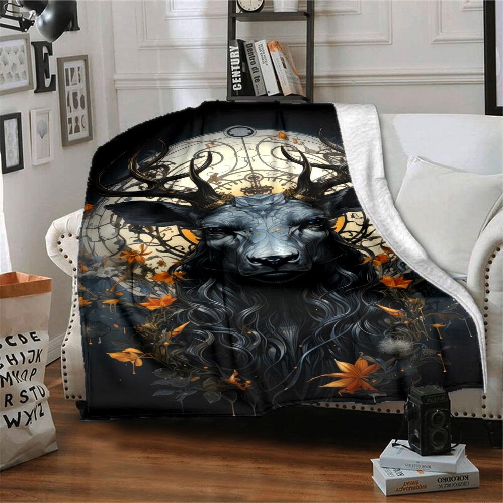 1pc Mythical Deer Art Blanket Lightweight Blanket Throw Blanket For Sofa, Bed, Travel, Camping, Livingroom, Office, Couch, Chair Yy251010087