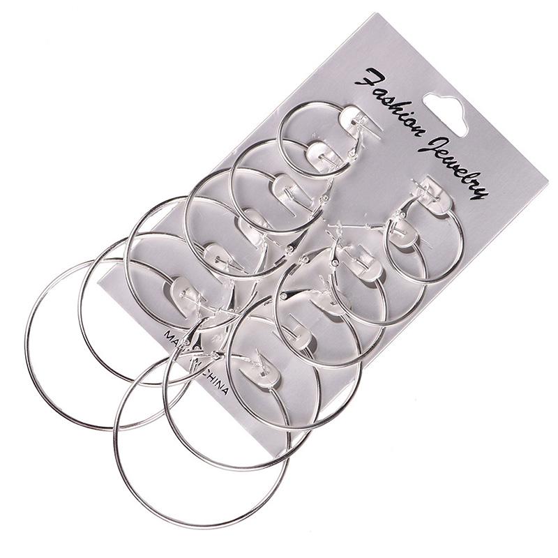 Big Circle Hoop Earring Set Fashion Hiphop Gold&Silver Color Earrings For Cool Girl