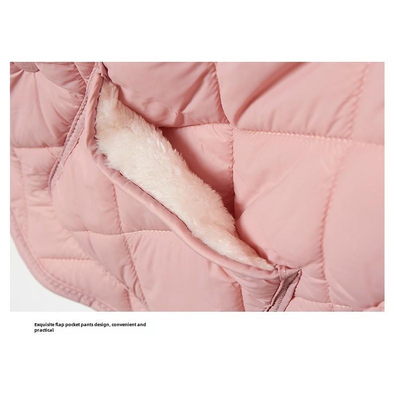 GMXIA Ladies Warm Plus Fleece Thickened Integrated Fleece Inner Sleeve with Wool Matching Sleeve Long Sleeve Cotton-padded Jacket for Women