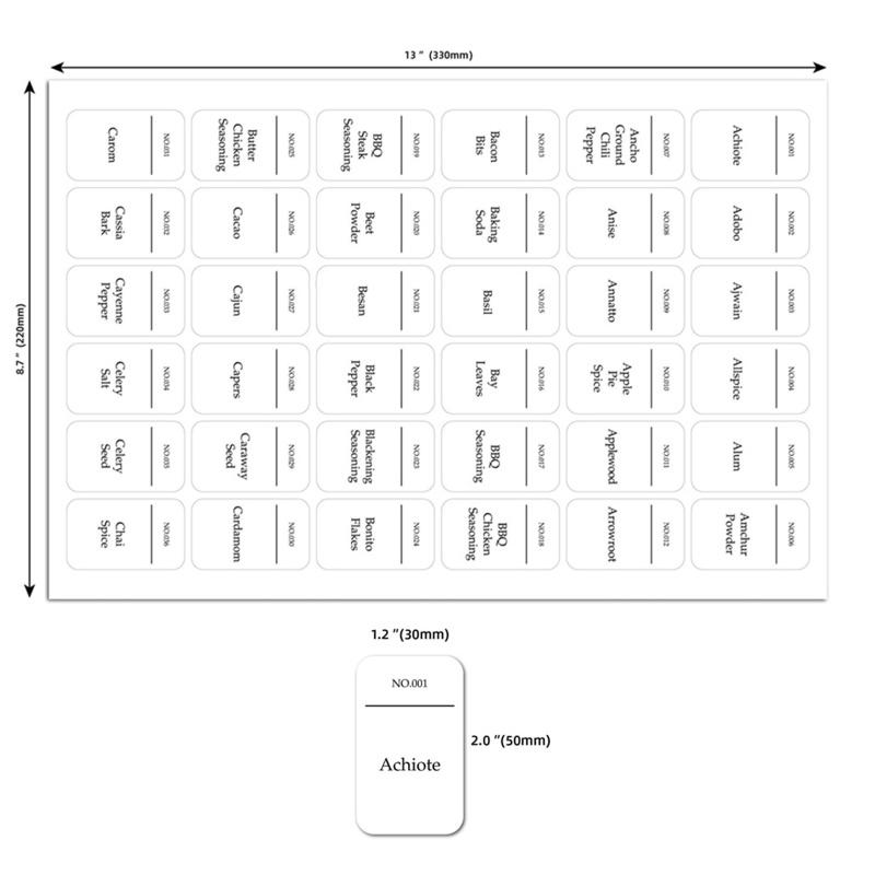 216 ks Samolepicí štítky Vodotěsné Odolné proti oleji Předtištěné Minimalistické samolepky Do kuchyně