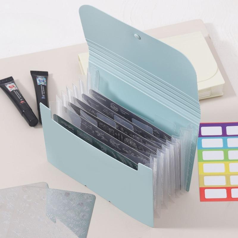 

Foldable Transparent Nail Stamper Plates Storage Book Dust-proof&Scratch-resistant Nail Art Sticker Steel Plate Storage Bag Tool зелёный