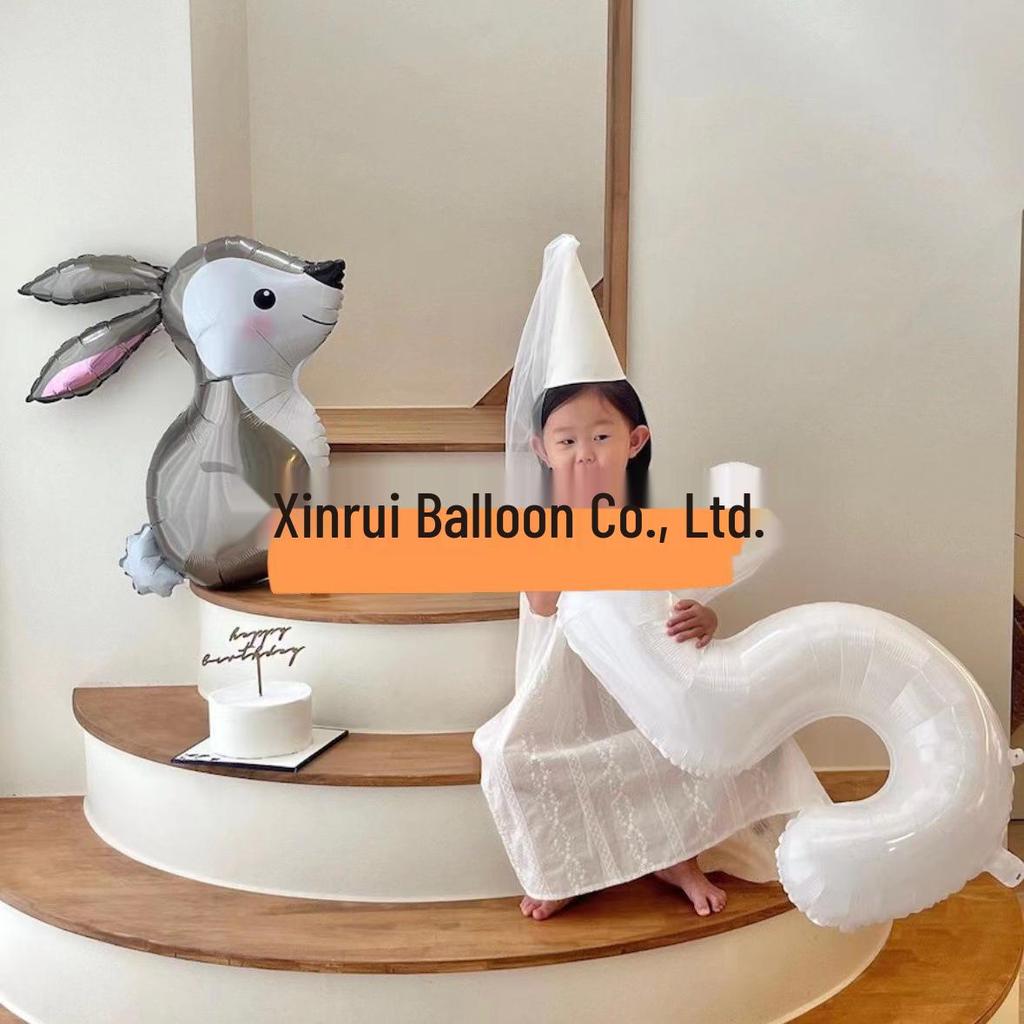 32-Inch Large White Number Aluminum Foil Balloons for Children's Birthday and Party Decorations