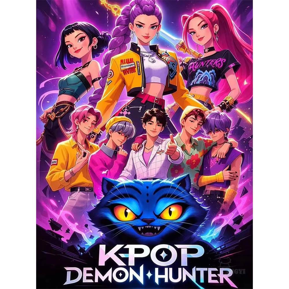 Nuovo Film Pop KPop Demon Hunters Pittura Diamante 5D Fai da Te Rotonda Completa Decorazione Estetica per Soggiorno Camera da Letto Bar Regalo