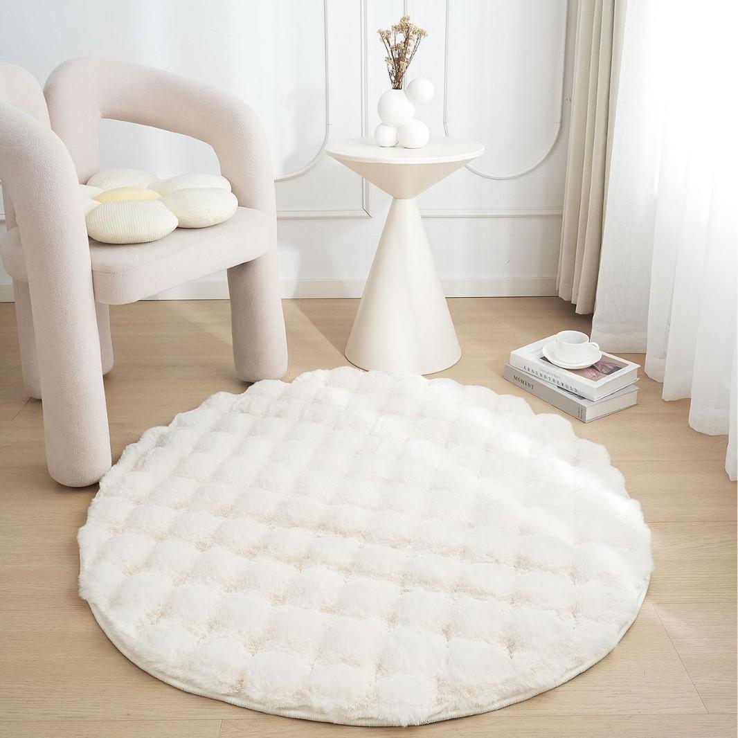 

Круглый плюшевый ковер для дома, гостиной, дивана, гардеробной, прикроватный, утолщенный ковер 60 * 60cm белый
