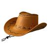 Sombrero de Vaquero Occidental, Sombrero de Gamuza Suave de Ala Ancha para Protección Solar, Sombrero para Acampar al Aire Libre para Hombres Mujeres, Sombrero de Pescador con Toldo Solar para Exteriores con Ajustable