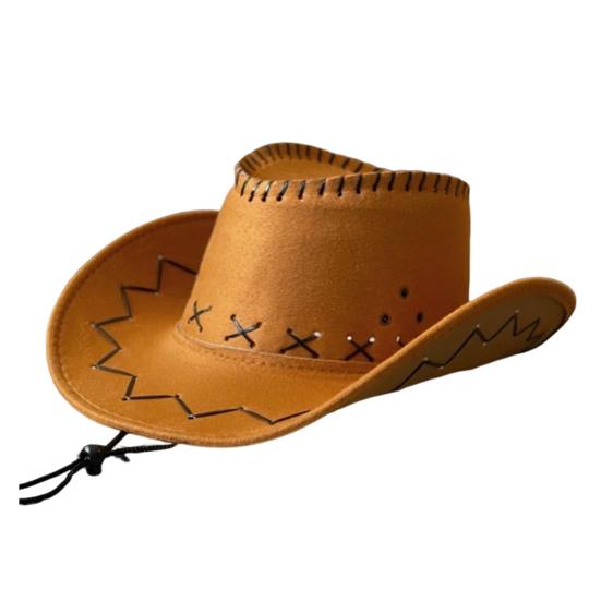 Western Cowboy Hat Soft Suede Wide Brim Sun Protection Hat Outdoor Camping Hat темно-желтого