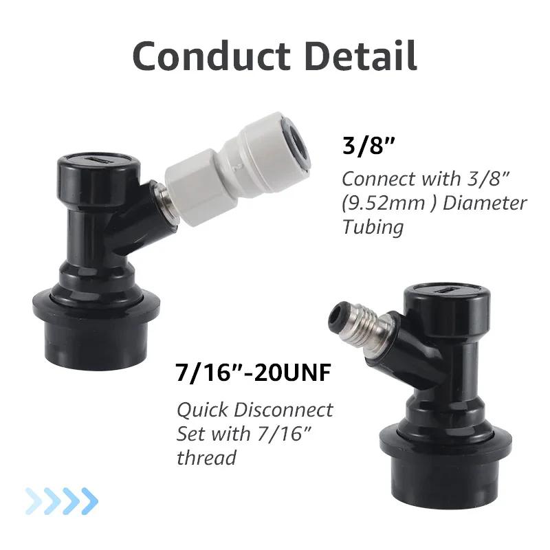 Kunststoff-Schnellverbinder, 3/8" X 7/16" FFL Steckfitting für 9,52mm Schlauchleitung, Heimbrau-Schnellverbinder für Ball Lock Bierdispenser