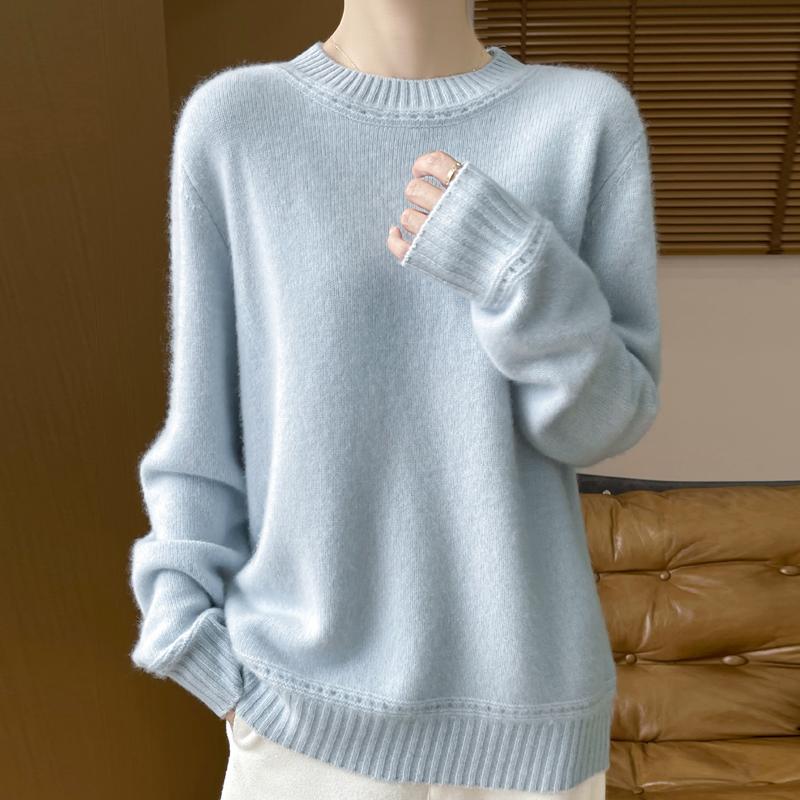 Women's Cashmere Sweater Qinghe Cashmere 30% Cashmere 70% Wool Autumn and Winter Pullover Warm and Fashionable