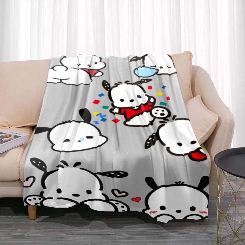 This Cute Pochacco-print Cartoon Blanket Is Made of Warm and Comfortable Flannel and Is Suitable for Bedrooms, Sofas, Beds,