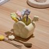 Sunflower Stainless Steel Fruit Fork Set with Ceramic Holder