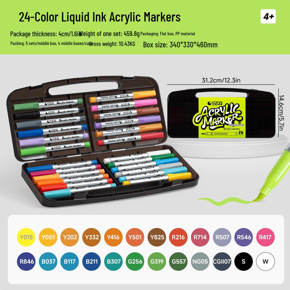 Sta 1301 Large Capacity Acrylic Marker - Liquid Ink, Durable, DIY Graffiti & Art Paintbrush.