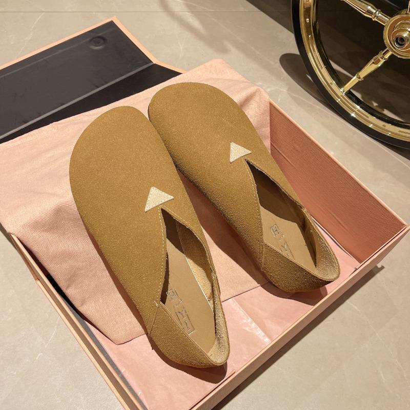 Fashion Original Sheep Suede Loafers Women Shoes Round Toe Flats Luxury Soft Soles Elegant Slip on 2024 New Genuine Leather Shoes