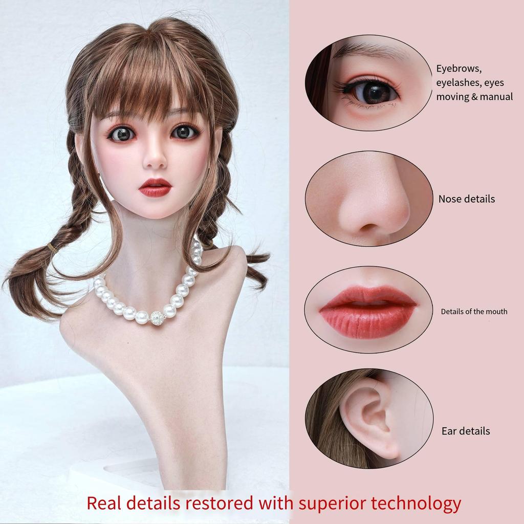100% Silicone Head Standard Wig Suitable for 130-180CM Sex Doll Body 2 Connection Methods GJ-TF015