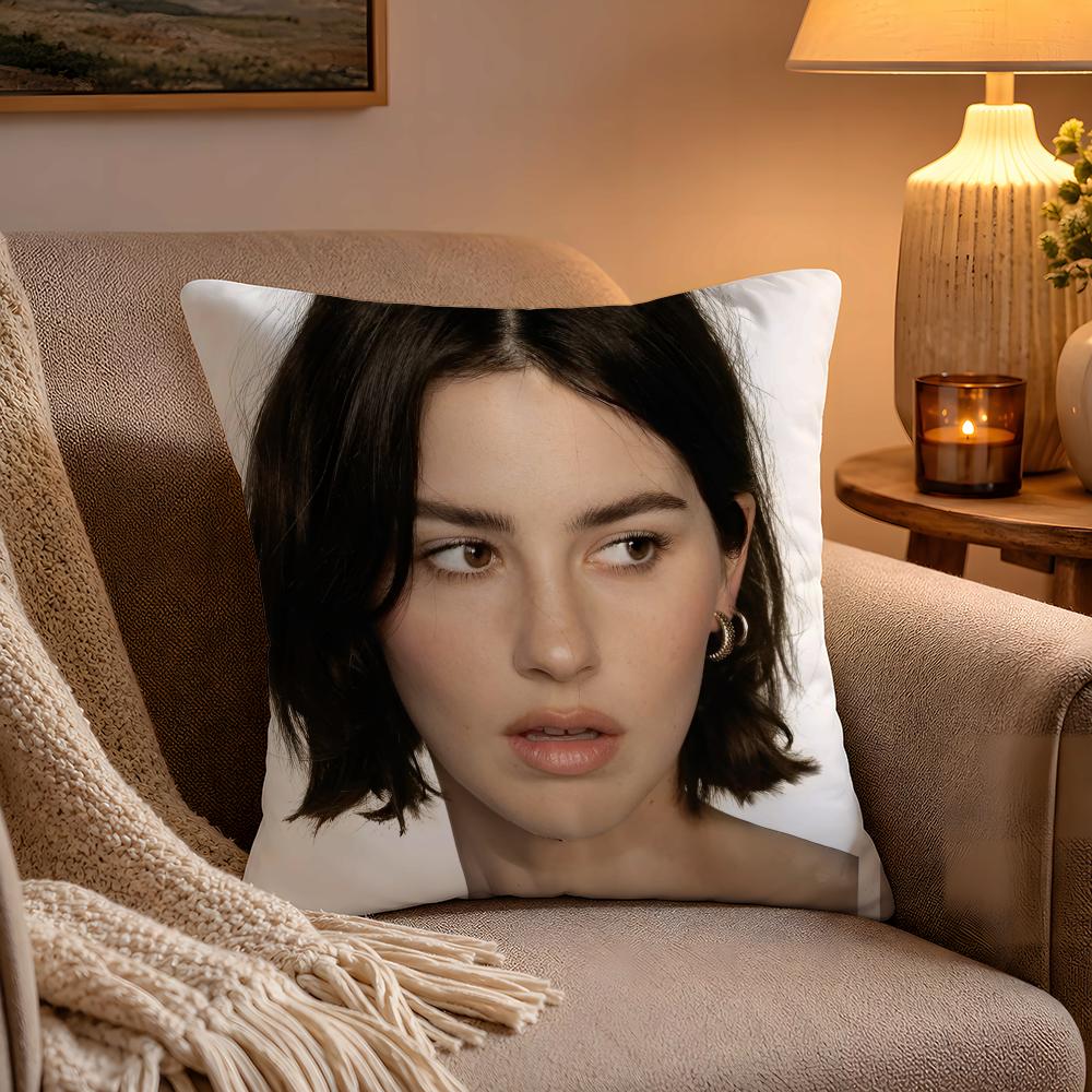 Hot Singer GGracie Abrams Pillow Case Soft Plush Cushion Cover Double Print and Invisible Zipper for Sofa Home Car Use