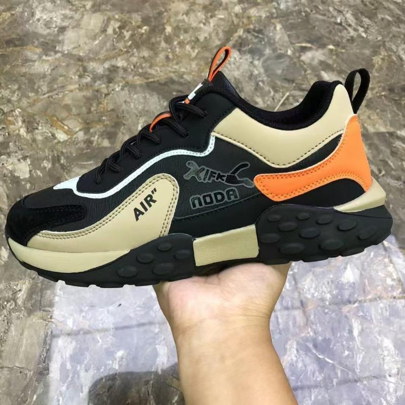 Men's Shoes Autumn New Trendy Men's Sports Shoes Black Breathable Versatile Leather Surface Soft Sole Casual Shoes Men