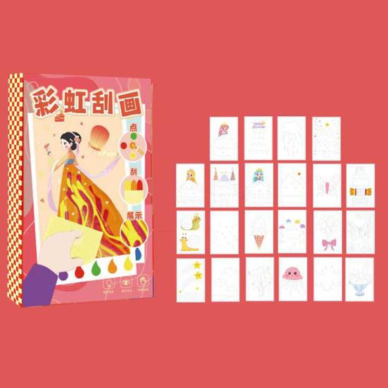 1 Set Squeegee Art Kids Paint Kit DIY Rainbow Scratch Painting Crafts