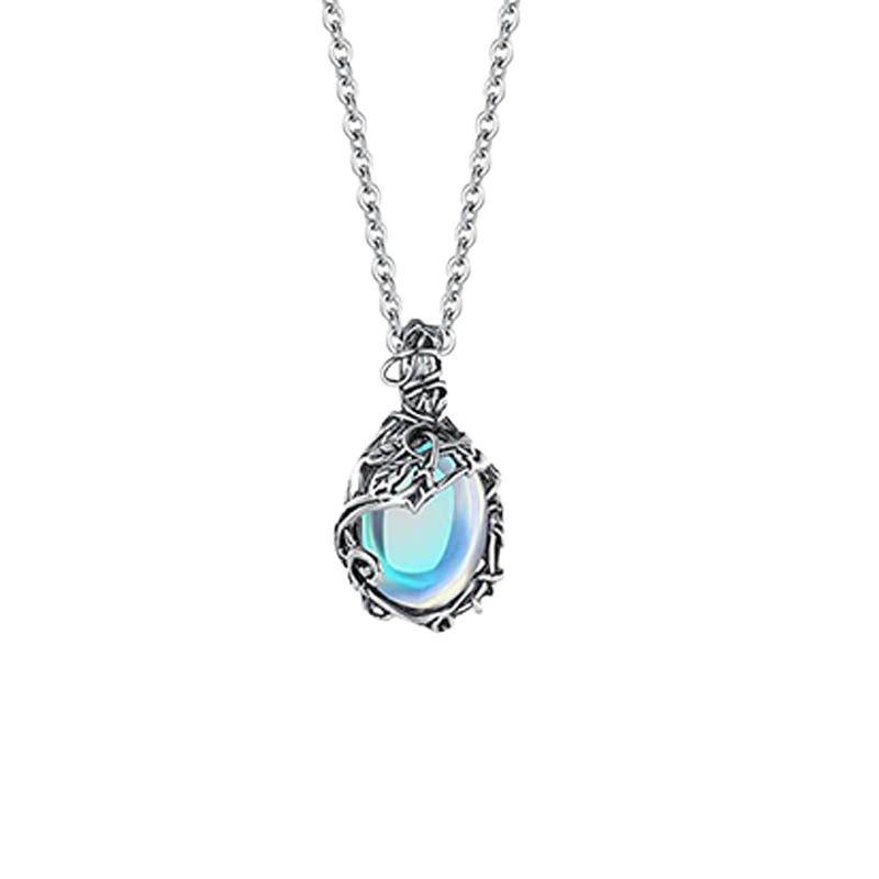 Vintage Antique Silver Distressed Thorns And Aurora Niche Design Personalized Collarbone Necklace
