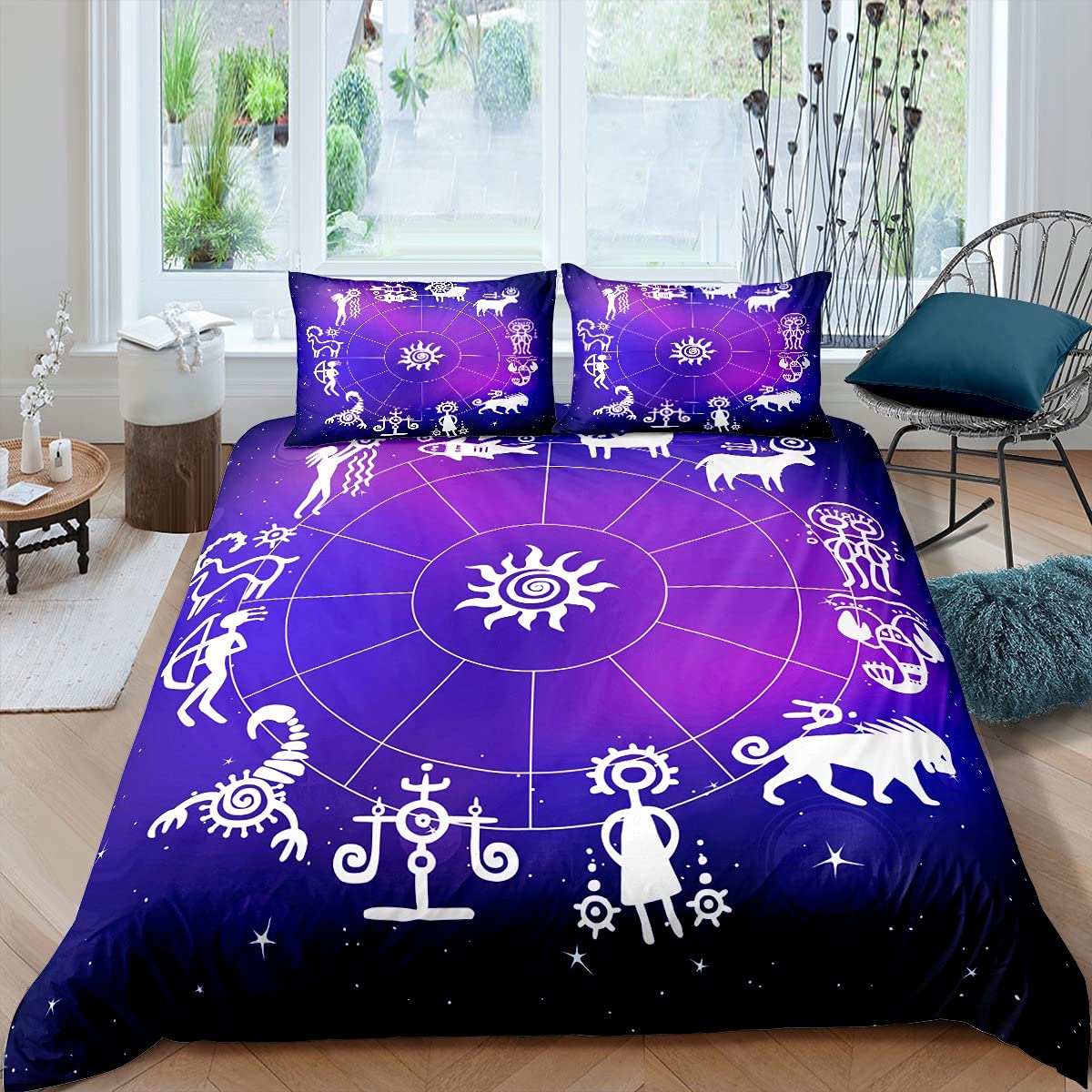 

For Boy Men - Constellation Duvet Cover Set Golden Pattern Comforter Cover Zodiac Signs Starry Sky Animal Queen Size Quilt Cover EU single(135x200cm)