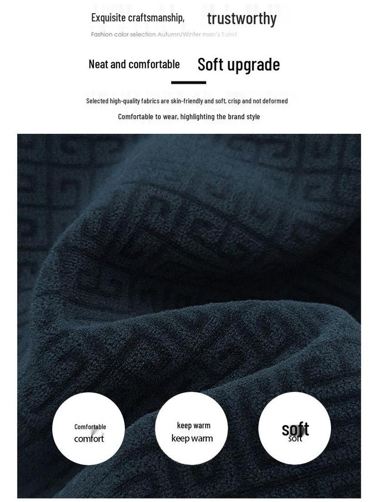 Ao Li Rong Men's Plus Velvet Thickened Warm Sweatshirt - Round Neck, Long Sleeve, for Autumn/Winter