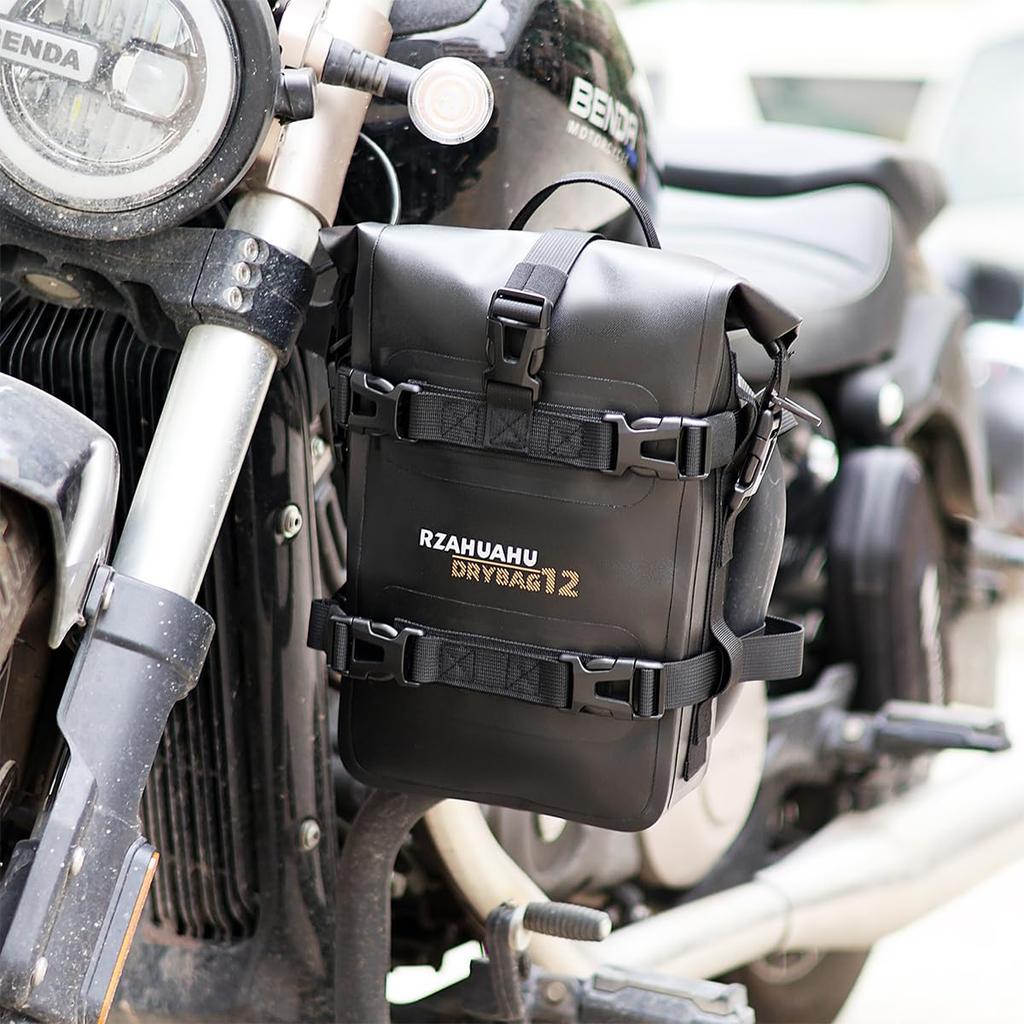 Set of 2 Motorcycle Frame Crash Bar 4L Waterproof Motorbike Saddle Pannier Bumper Repair Tool Placement Bags with Multiple Mounting for and School