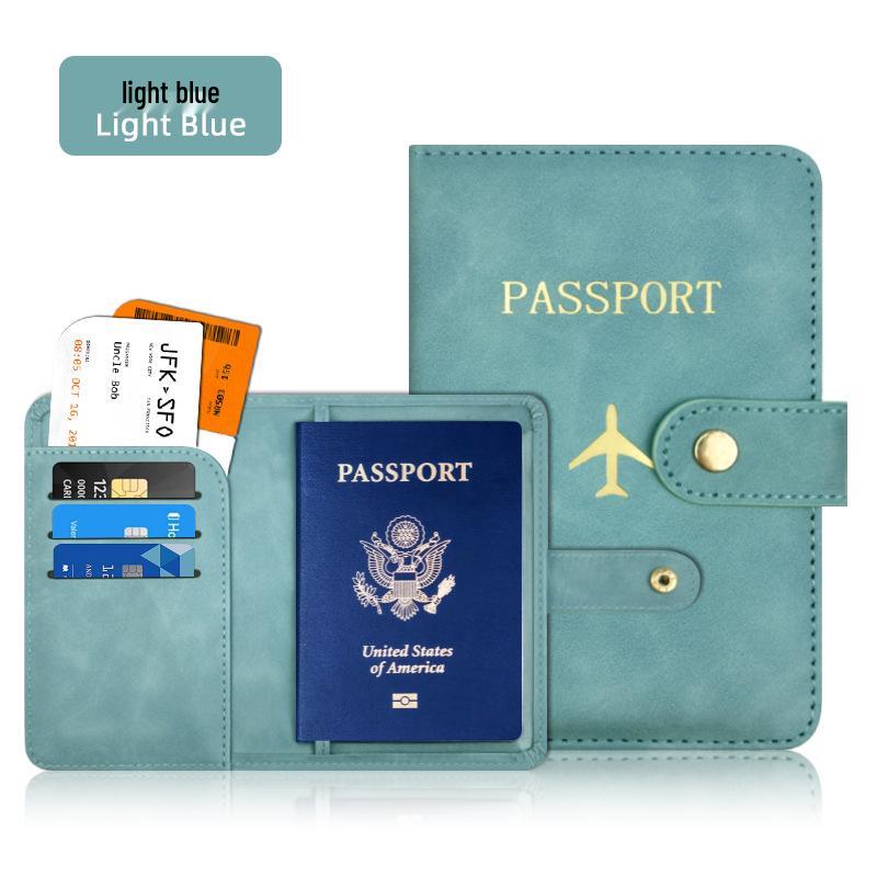 Hand-Stitched PU Leather Passport Holder with Buckle