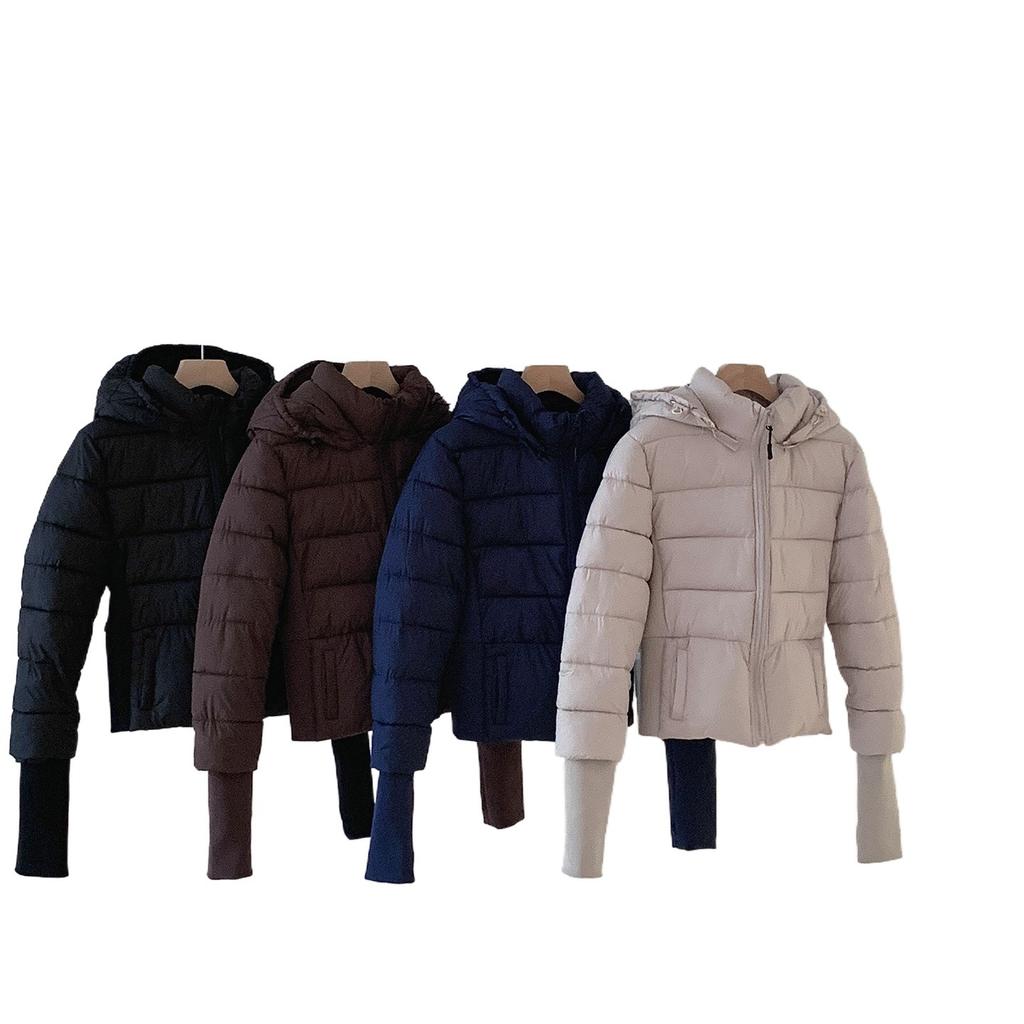 Women's short cotton-padded clothes autumn and winter new light and thin cotton-padded clothes slim-fitting extended sleeves gloves cotton-pa