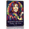 Whitney Houston Portret Pop-Art Spersonalizowany Metalowy Plakat Teksturowany Sztuka na Ścianę Znak z Blachy na Akcesoria do Pokoju Dekoracja Ścienna